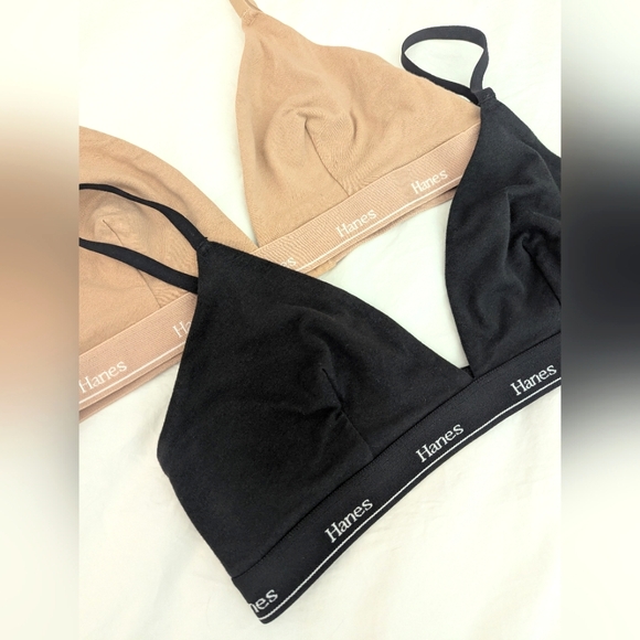 Hanes Cotton Triangle Bralettes Size XL New Without Tags - Picture 4 of 6